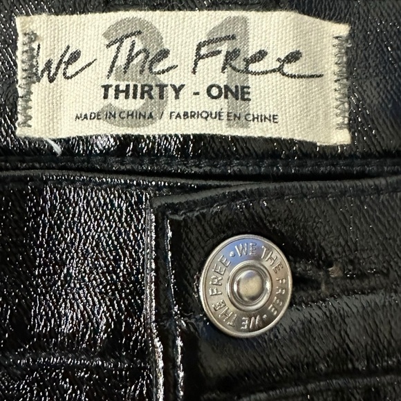 Free People Liquid Black Vinyl Jeans Size 31 Retro 70s Latex Shiny Goth Punk New - Picture 14 of 17